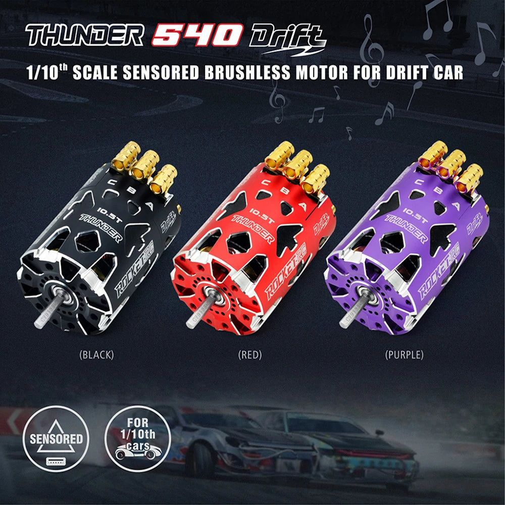 Surpass Hobby Rocket-RC 540 Sensored Brushless Motor 10.5T 13.5T 2-3S 3.175 mm Shaft for 1/10 RC Racing Drift Car Parts