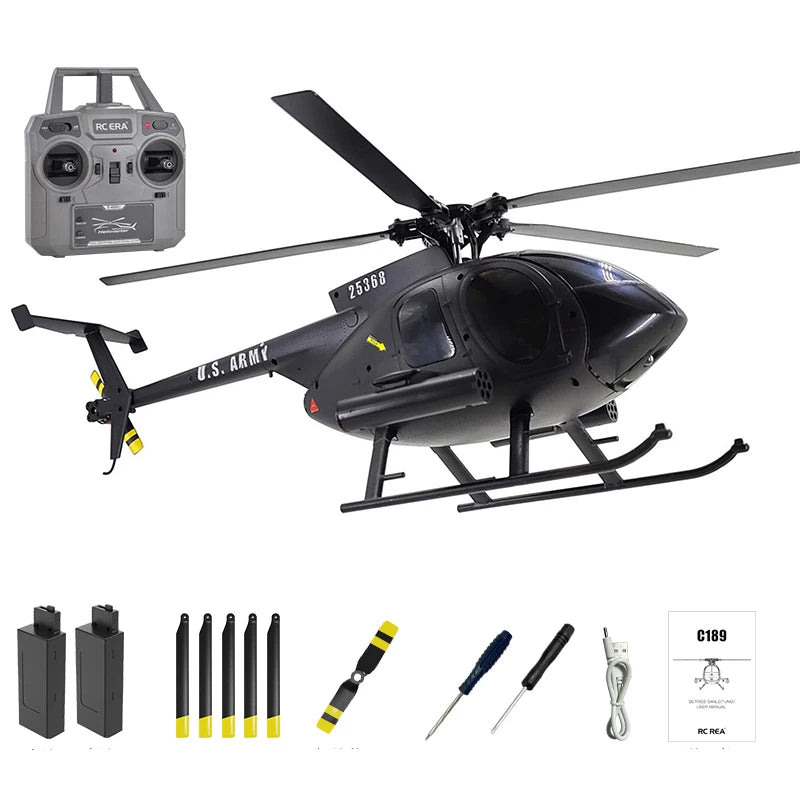 MD500 C189 Remote Control Helicopter Aircraft Add Optical Flow Positioning 6-Axis Gyro Dual Brushless Motors RC Heli for Adults