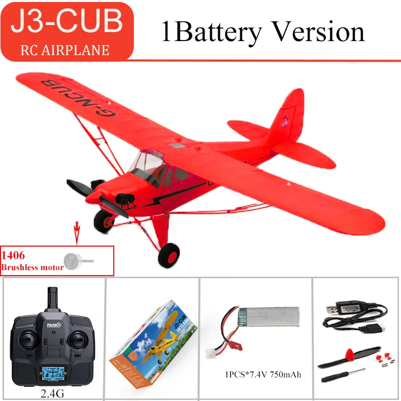 2024 RC Airplane WLtoys A160 Upgrade J3-CUB 5CH Remote Control Plane 3D/6G 1406 Brushless Motor Outdoor Foam Fixed-wing aircraft