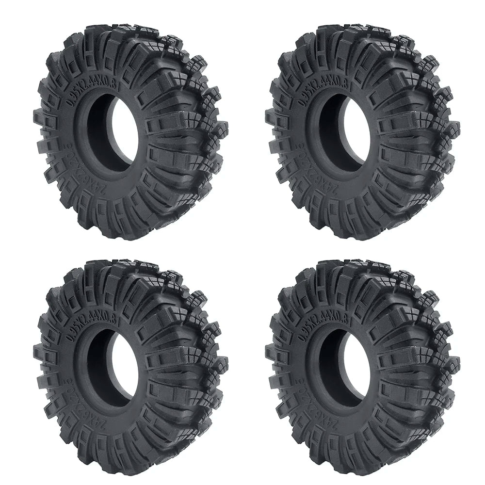YEAHRUN 4Pcs 1.0inch Soft Rubber Wheel Tires 50/54/58/62/64/65mm for TRX-4M 1/18 Axial SCX24 1/24 RC Crawler Car Upgrade Parts