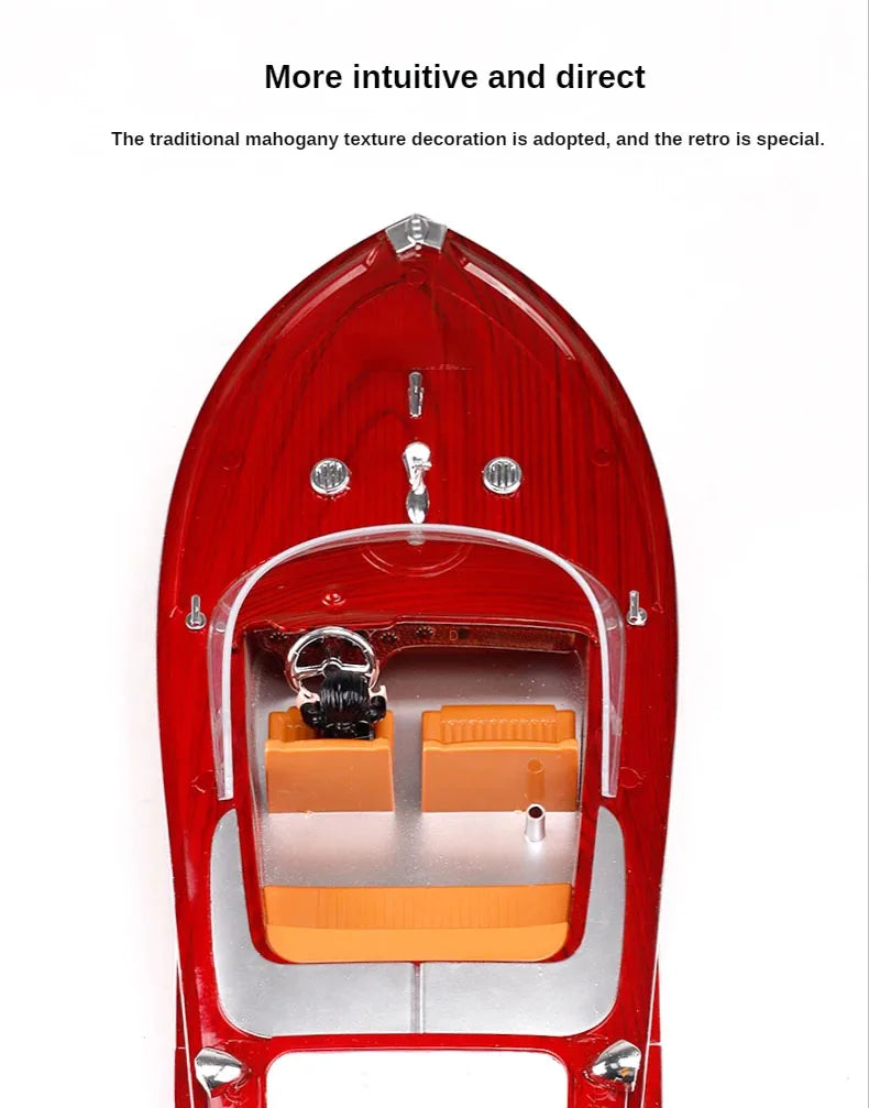 Remote Control Boat Retro Speed Boat High Horsepower Electric Yacht Cruise Model Racing Boat Boy Water Classic Toy