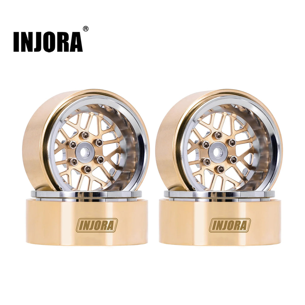 INJORA ModuWheel 1.3" Brass & Aluminum Beadlock Wheels, Negative Offset, for 1/18 1/24 RC Crawlers