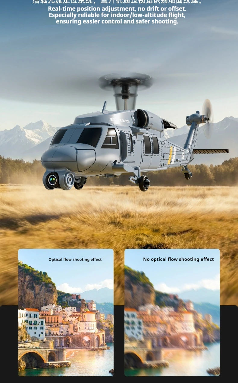 4DRC L2 Apache Military Remote Control Helicopter 6 Axis Gyro Single Rotor 8K Aerial Optical Flow With Screen Remote Boys Gift