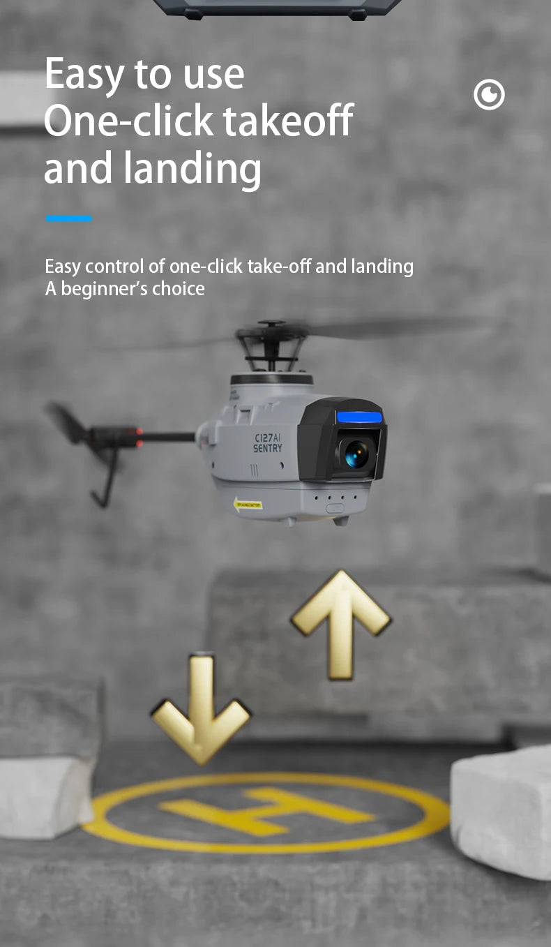C127 C128 RC Helicopter 2.4G 6-Axis Gyro 4CH 720P Camera Altitude Hold Optical Flow FPV RC Helicopter Toys VS C127 AI Brushless