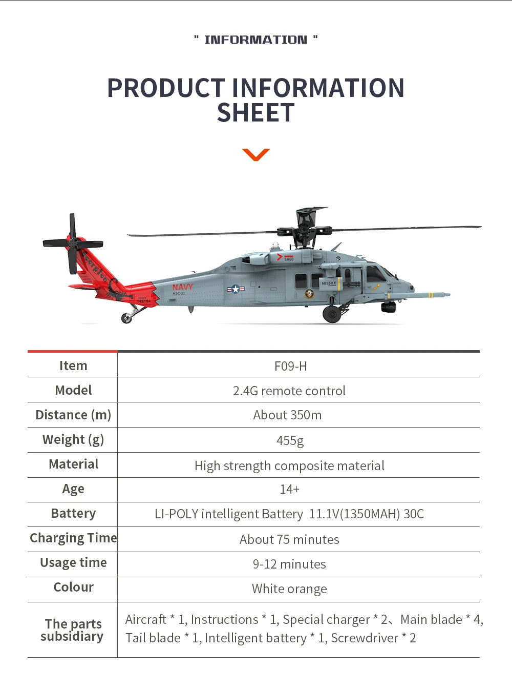 YXZNRC F09-H RC Helicopter 1:47 SH60 2.4G 6-Axis Gyroscope 8CH GPS Optical Flow Positioning 5.8G FPV Brushless Flybarless RTR