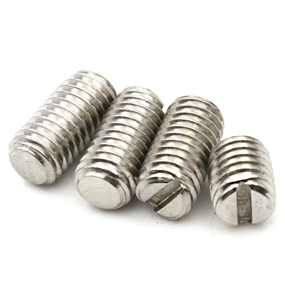 10pcs M1.6 M2 M2.5 M3 M4 M5 M6 M8 304 Stainless Steel Slotted Flat End Set Screw Headless Machine Thread Grub Screws DIN551