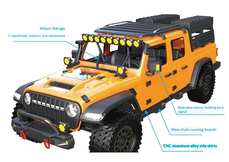 Maker Model CK5812 RC 1/7 Scale Electric 4WD Rock Crawler Truck Remote Control Two Speed Diff Lock Off Road Vehicle With LED Bar