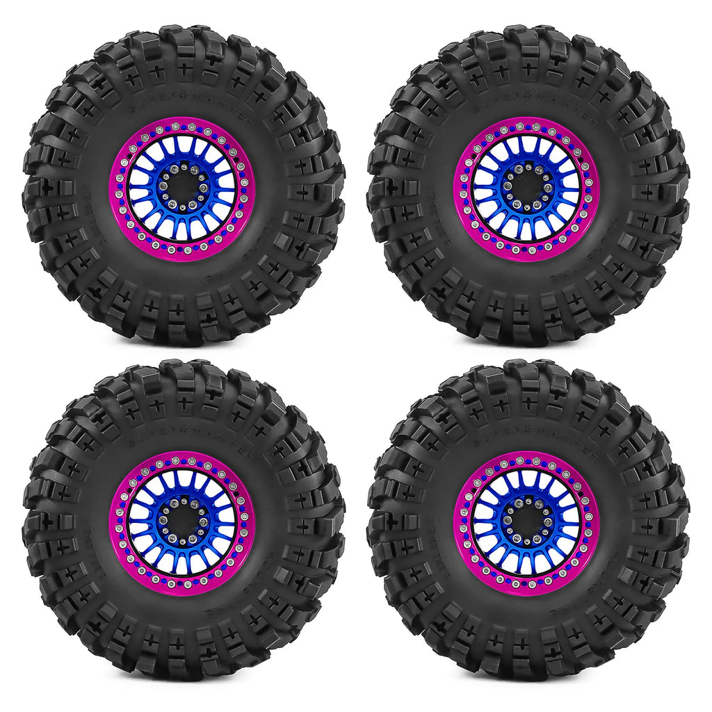 2.2 Inch Aluminum Beadlock Wheels Tires 12mm Hex for 1/10 TRX4 SCX10 Gen8 D90 TRX6 RC Crawler Upgrade 2.2