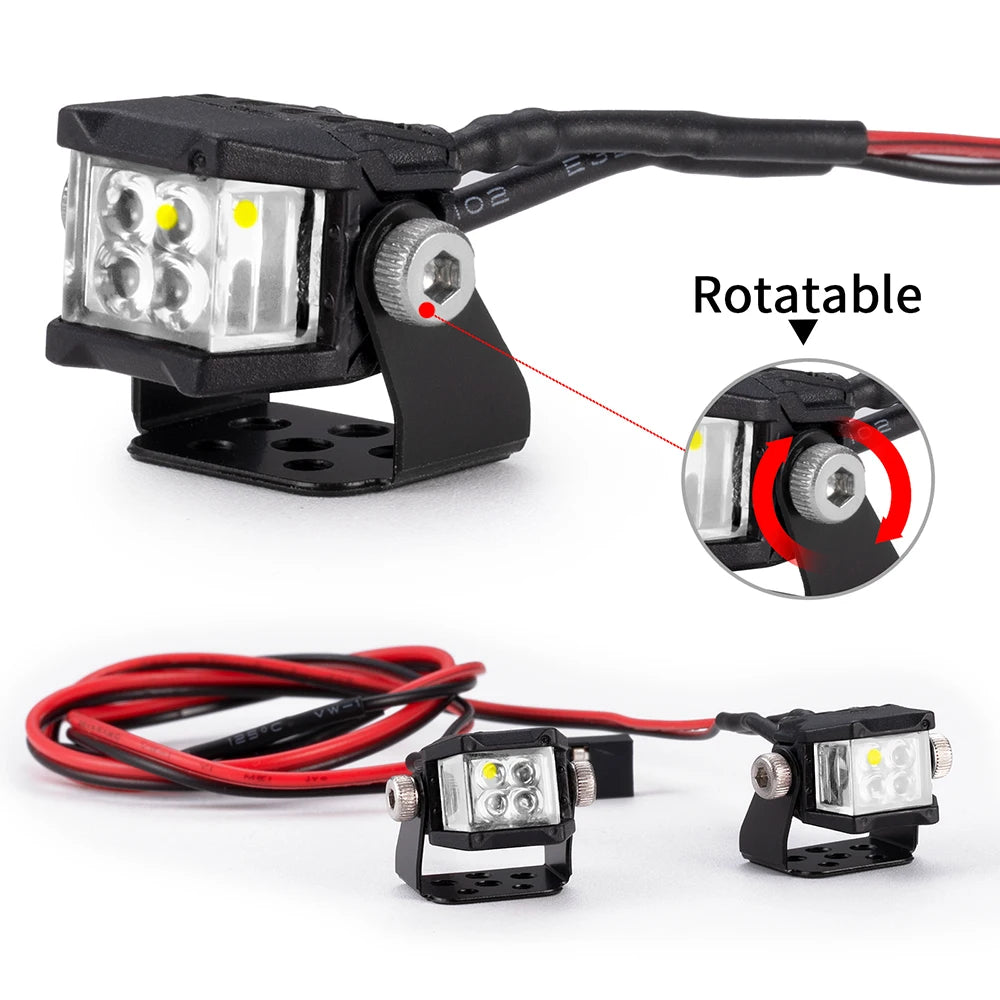 YEAHRUN LED Lights Headlights Spotlight for TRX-4 TRX6 Axial SCX10 Wraith 1/10 RC Crawler Car Upgrade Decoration Parts