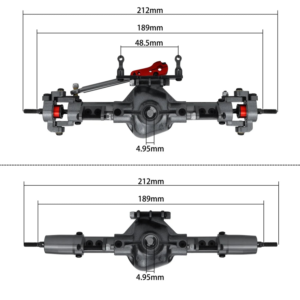 SCX10 Axle CNC Metal RC Car Front & Rear Axle With Adapter Servo Armfor Axial SCX10 1/10 RC Crawler Car Upgrade Parts
