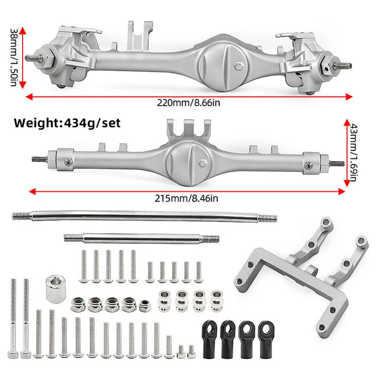 F10T CNC Aluminum Axle Set for Axial SCX10 II SCX10 III VS4-10  10.2 Complete Upgrade Axles Assembly for RC Crawler Truck Parts