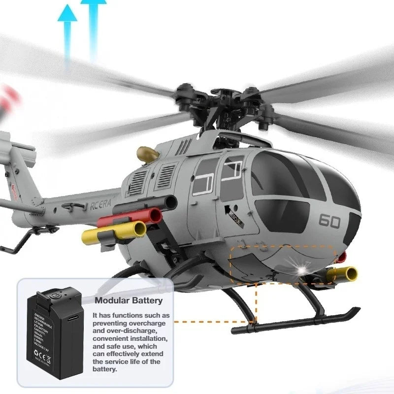 RC ERA C186S Remote Control Helicopter Six-Pass Simulation Brushless Flight Model BO105 Optical Flow Positioning Boy Toy Gift