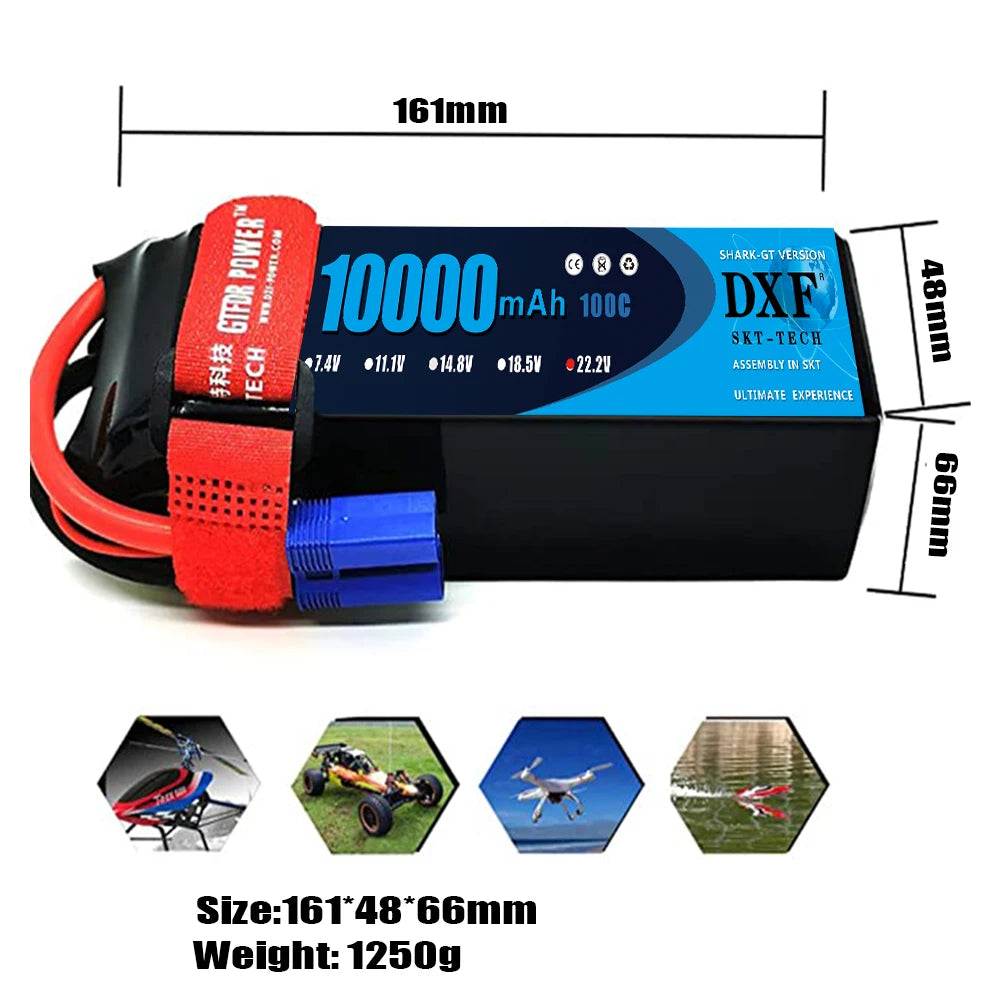 DXF 6S Lipo 22.2V 7000mAh 10000mAh 5200mAh Softcase Battery with XT60 EC5 XT90 for Car Truck Tank RC Buggy Truggy Racing Hobby