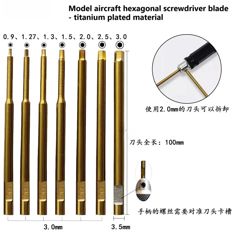 Model aircraft titanium plated hexagonal color round handle screwdriver set RC remote control car model maintenance