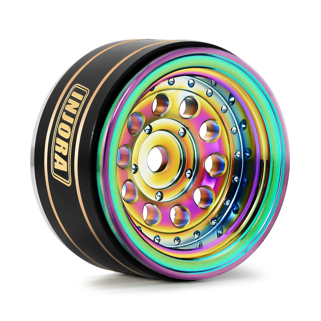 INJORA 39g Black Coating Brass 1.0" Beadlock Wheel Rims for 1/24 1/18 RC Crawler Car Axial SCX24 AX24 TRX4M FCX24 (W1008)