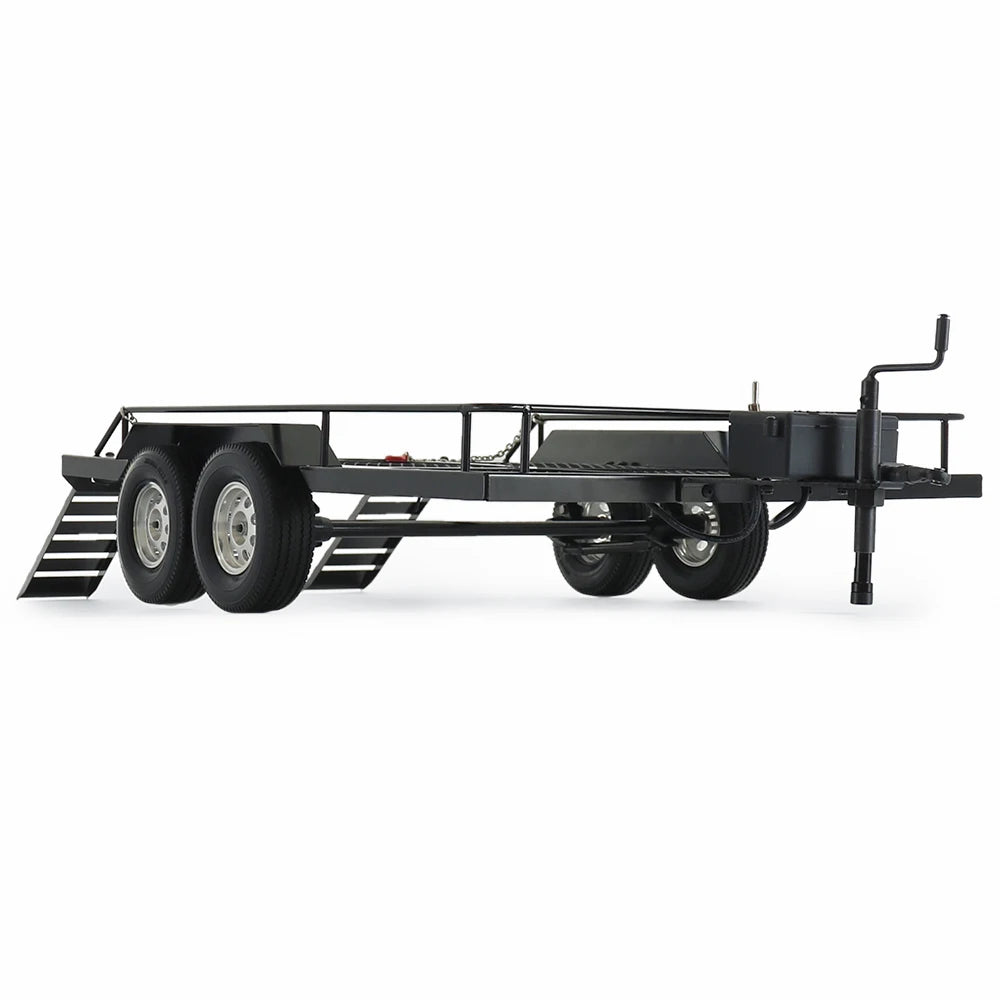 1/10 Dual Axle Metal Truck Trailer for RC Crawler SCX10 II III 90046 TRX4 TRX6 TF2 D90 CC01 RGT 86100 Redcat GEN8 YIKONG 4082