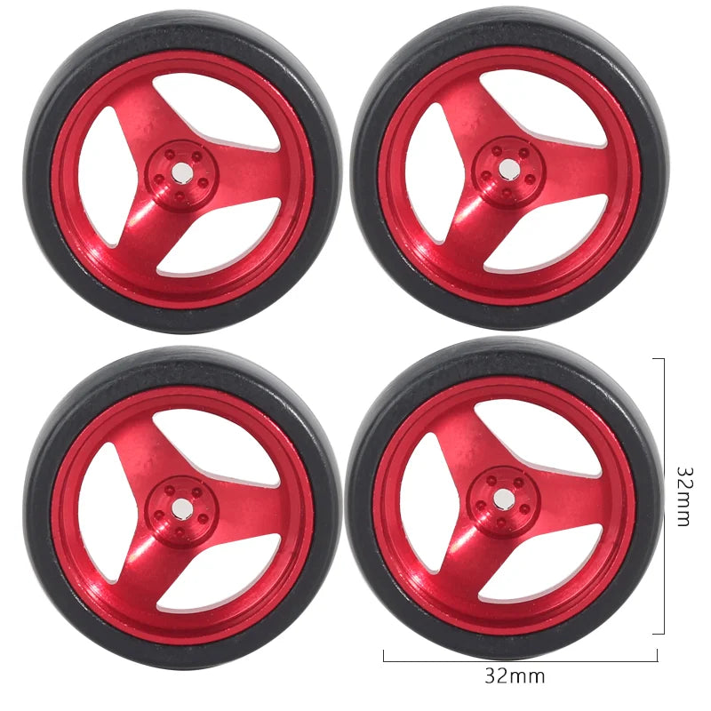 1:18 LDRC LD1801 LD1802 LD1803 LD1804 A01 A02 A86 4pcs Metal 32mm RC Hard Drift Tire Wheel Hard Tyre 1/18 RC Car Upgrade Parts