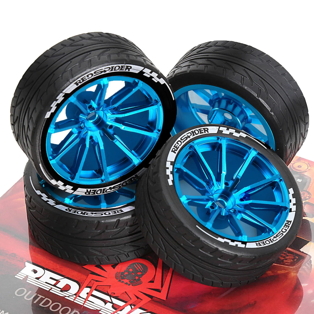 1/10 Metal RC On-Road Wheel Tires 2.55" OD 12mm Hex for 1/10 Tamiya TT01 TT02 XV02 XV01 WLtoys HSP Kyosho WR8 RedCat Sakura HPI