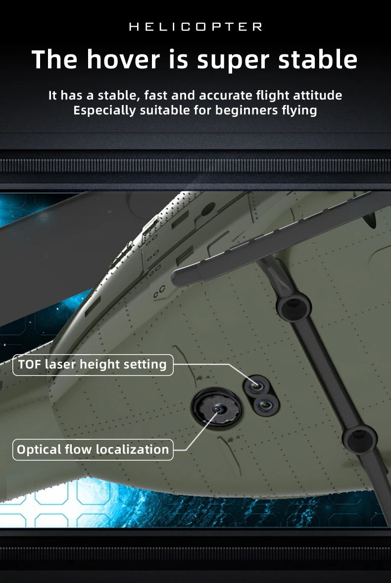C032 UH-1 brushless RTF RC Helicopter 6-axis Gyroscope One Click 3D Flip Optical flow positioning UH1 helicopter model Hobby Toy