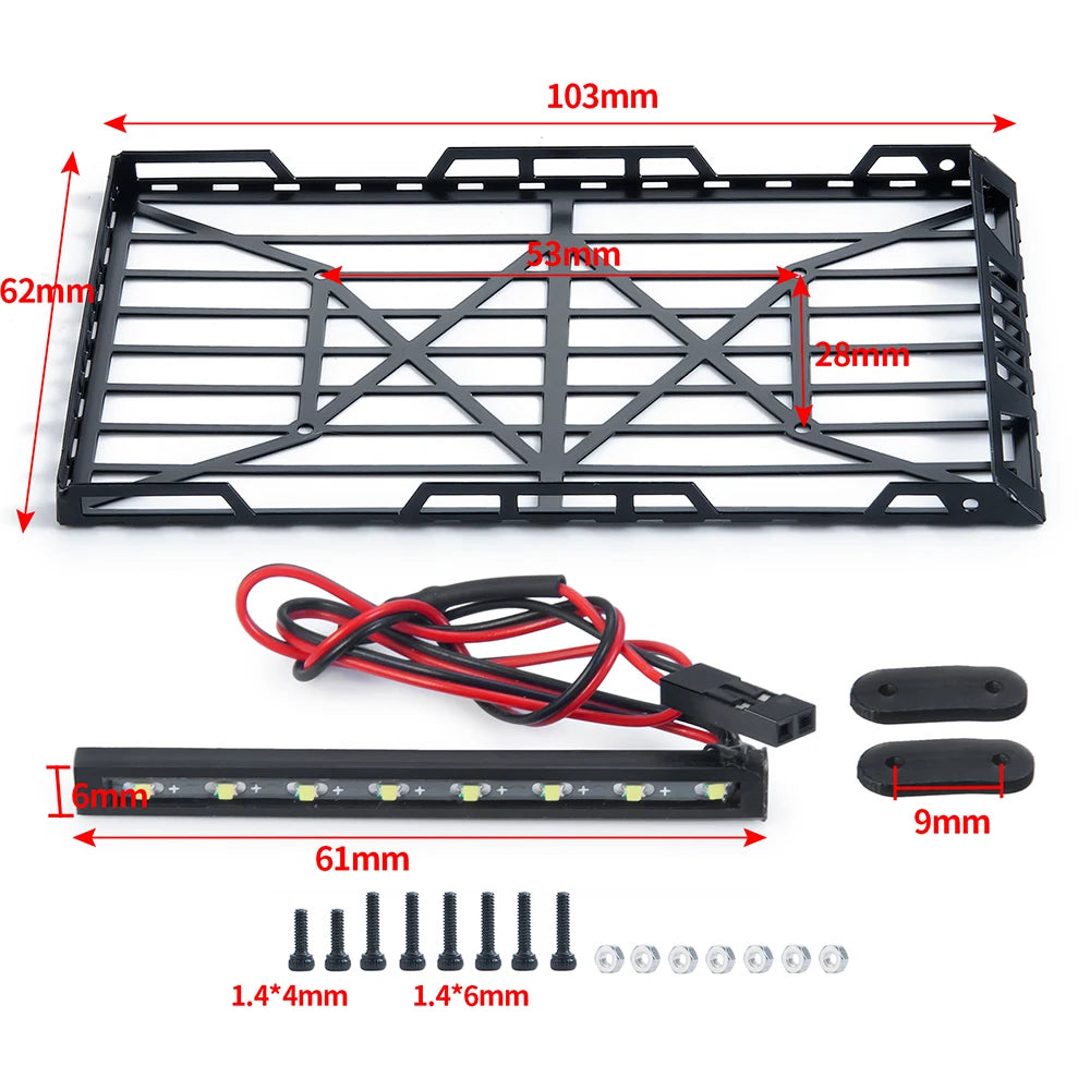 YEAHRUN Metal Roof Rack Luggage Carrier + Elastic Net for 1/24 Axial SCX24 AXI00002 RC Car Model Decoration Accessories Parts
