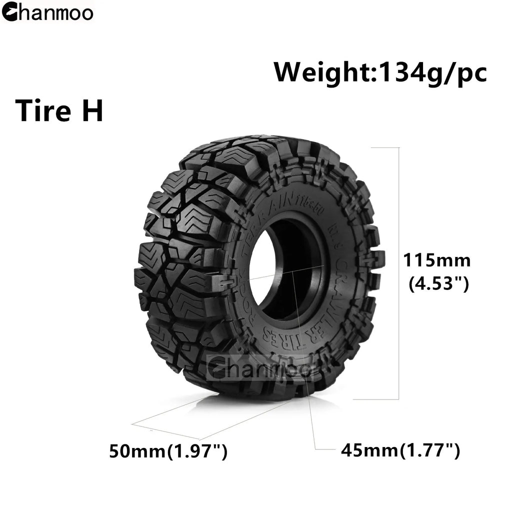 1.9in Crawler Tires Rock Wheels Mud Tyre for 1/10 Scale RC Car Axial Traxxas SCX10 II III TRX4 RC4WD D90 YK4102 Gen8 Redcat