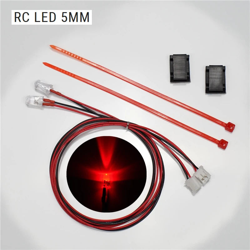 LED 3mm 5mm PH2.0 Plug Light Lamp Beads for 1/10 RC Crawler Car TRX4 Defender 1/14 Tamiya RC Truck SCANIA 770S VOLVO BENZ MAN