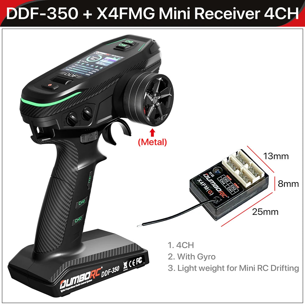 DUMBORC DDF-350 Transmitter with Receiver 2.4G 10CH Digital Radio Remote Controller for RC Car Boat Tank LCD FHSS System
