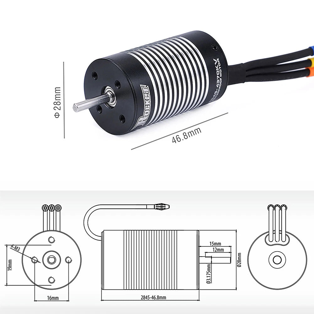 Surpass Hobby Rocket 2845 F540 3650 3660 3665 3670 3674 4068 Waterproof Brushless Motor for 1/10 1/12 RC Car Robot WLtoys 12428