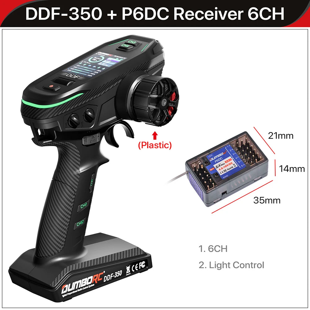 DUMBORC DDF-350 Transmitter with Receiver 2.4G 10CH Digital Radio Remote Controller for RC Car Boat Tank LCD FHSS System