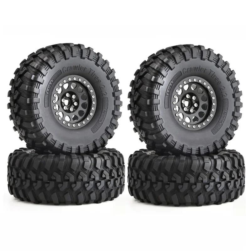 130mm Metal 2.2" Beadlock Wheel Rim Tire Set for 1/10 RC Crawler Car Axial SCX10 Wraith RR10 Capra Traxxas TRX4 YK4082 YK4083