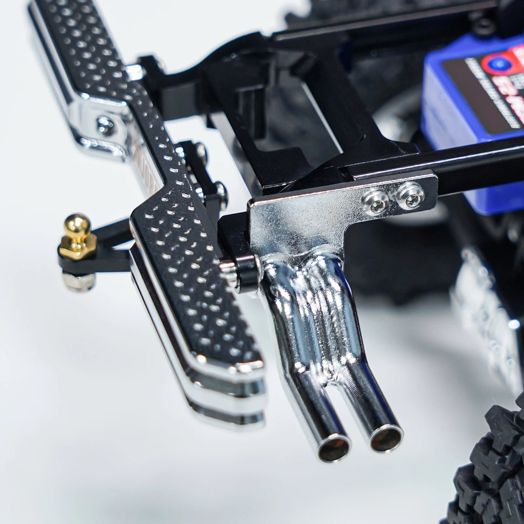 INJORA CNC Aluminum Front Rear Bumper with Dual Exhaust for 1/18 RC Crawler TRX4M High Trail F150 Upgrade (4M-95)