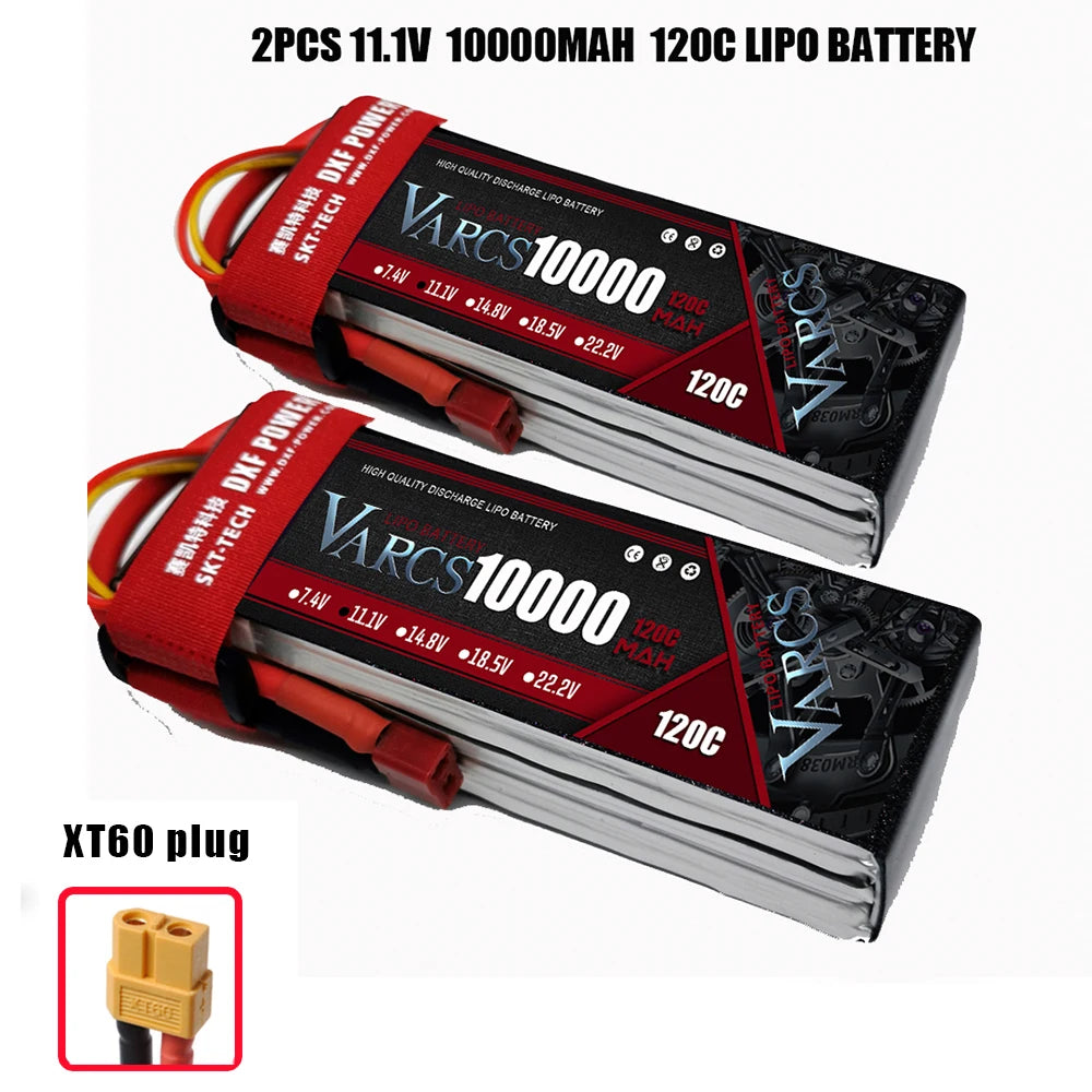 2PCS VARCS 7.4V 7.6V 11.4V 11.1V 15.2V 14.8V 22.2V 2S 3S 4S 6S 5200Mah 6300Mah 6500mAh 6200mAh 6750mAh 8000mAh 7000mAh 10000mah