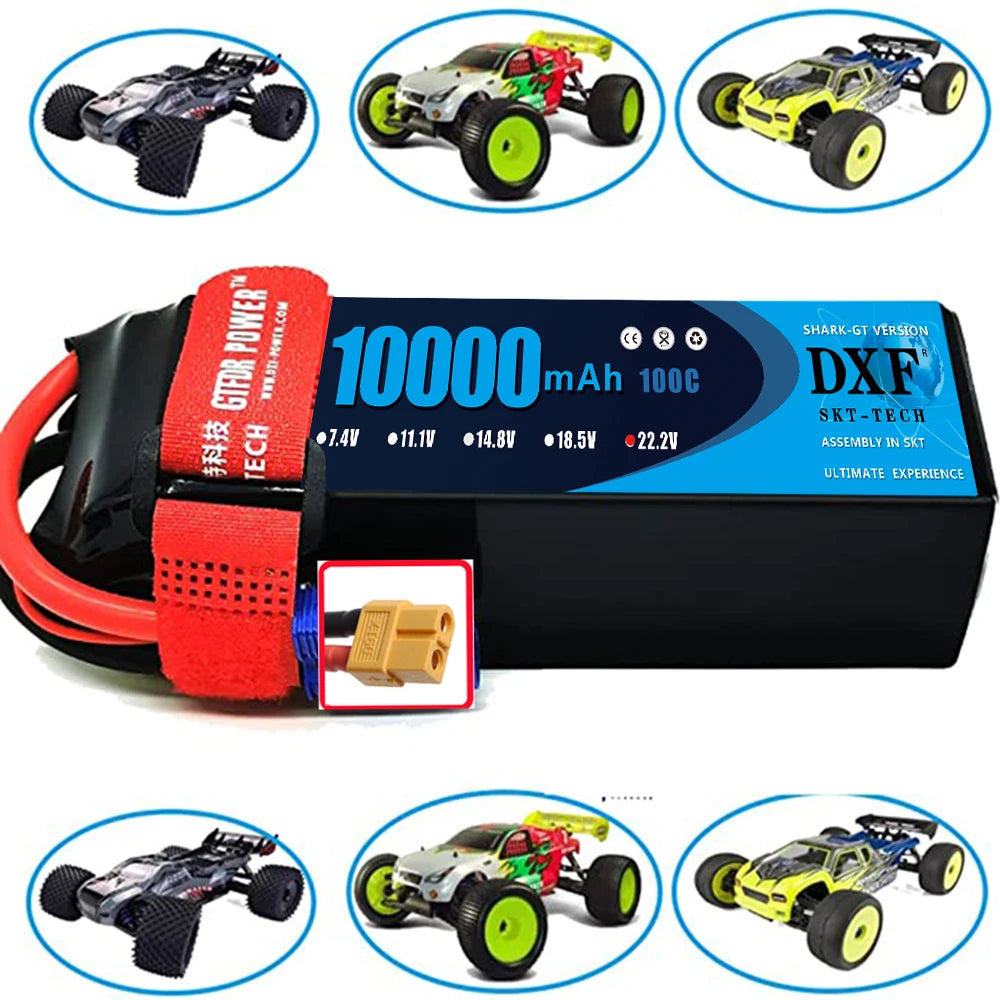 DXF 6S Lipo 22.2V 7000mAh 10000mAh 5200mAh Softcase Battery with XT60 EC5 XT90 for Car Truck Tank RC Buggy Truggy Racing Hobby