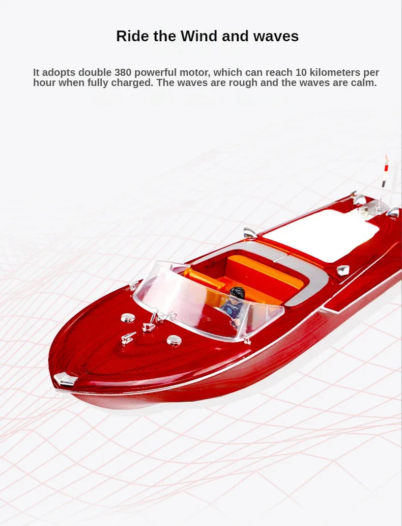 Remote Control Boat Retro Speed Boat High Horsepower Electric Yacht Cruise Model Racing Boat Boy Water Classic Toy
