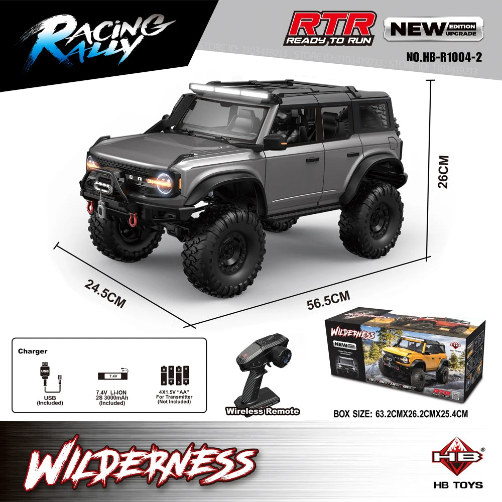 2025 HB-R100 Series RC Car New Upgrade Ford Bronco 1:10 Full Scale Model Climbing Car High Speed Off-Road Vehicle