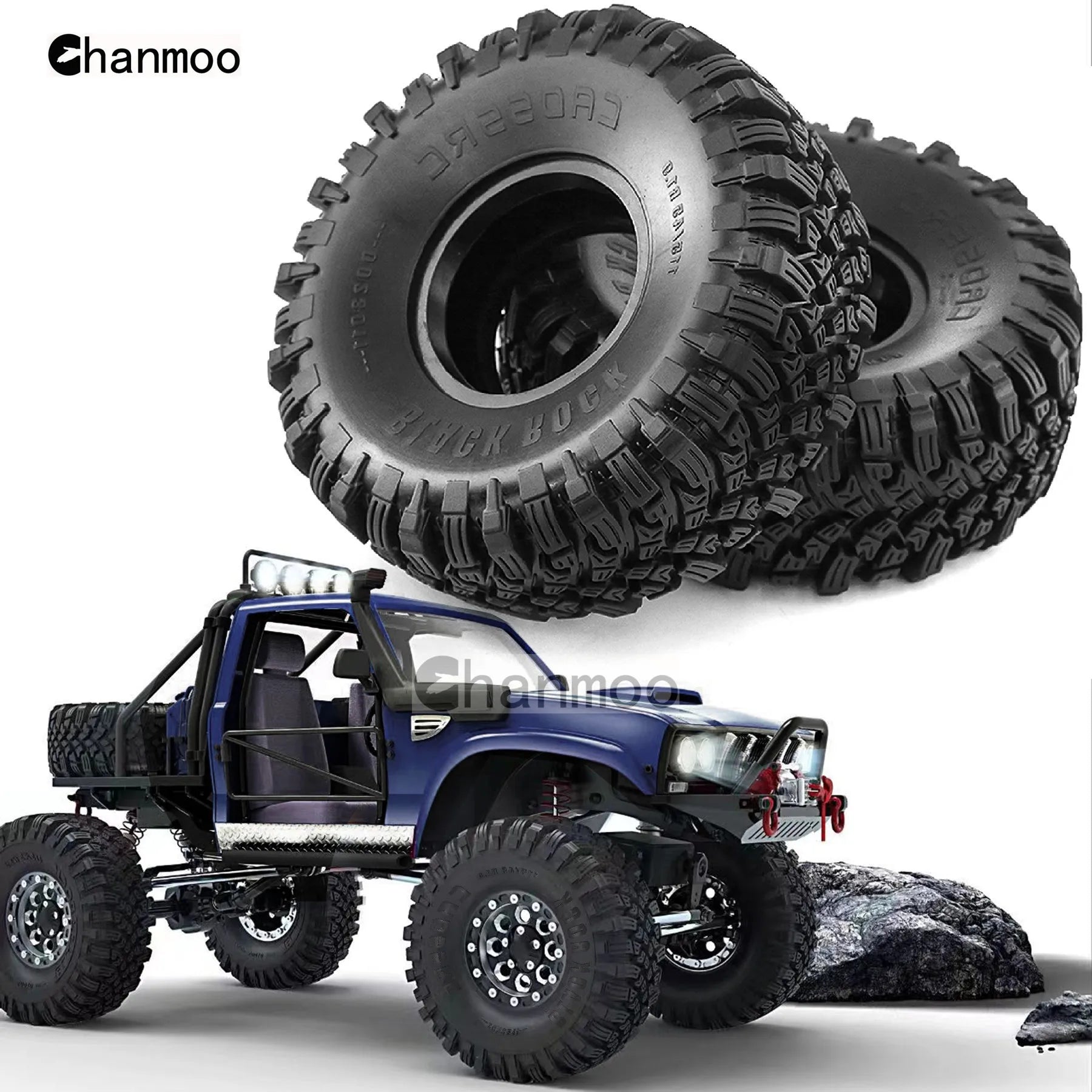 1.9in Crawler Tires Rock Wheels Mud Tyre for 1/10 Scale RC Car Axial Traxxas SCX10 II III TRX4 RC4WD D90 YK4102 Gen8 Redcat