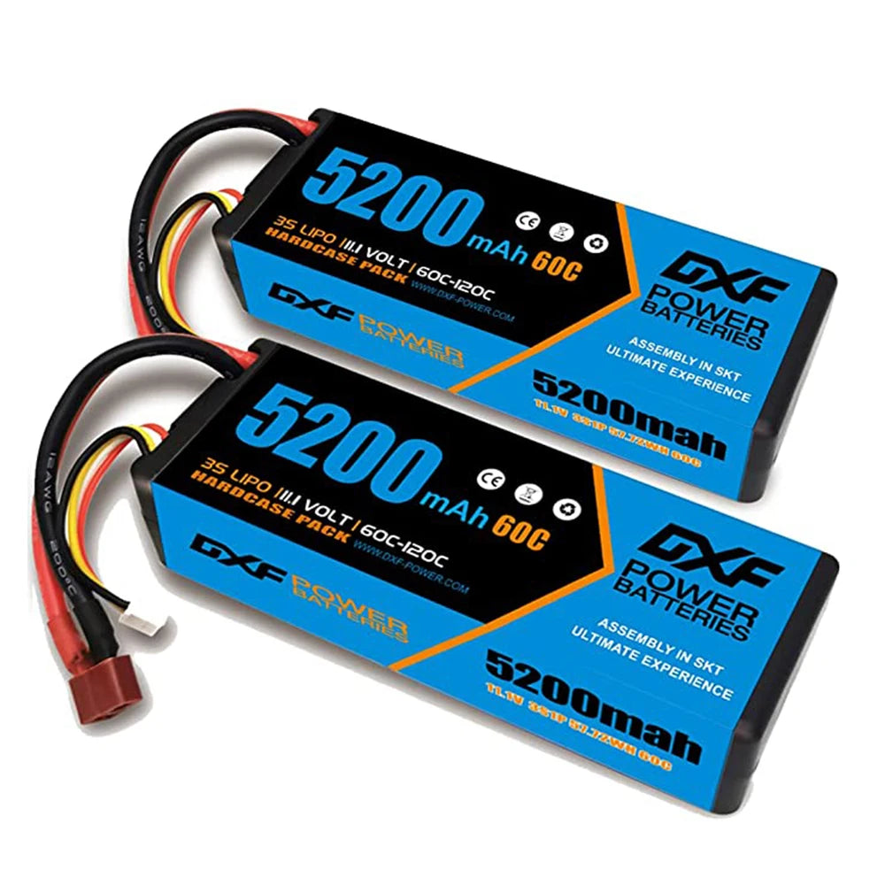 2PCS DXF battery 3S Lipo 11.1V 11.4V 5200mah 6200mah 7200mah 8000mah 9200mah 6750mah 80C 100C 130C with EC5 XT90 T for RC Car