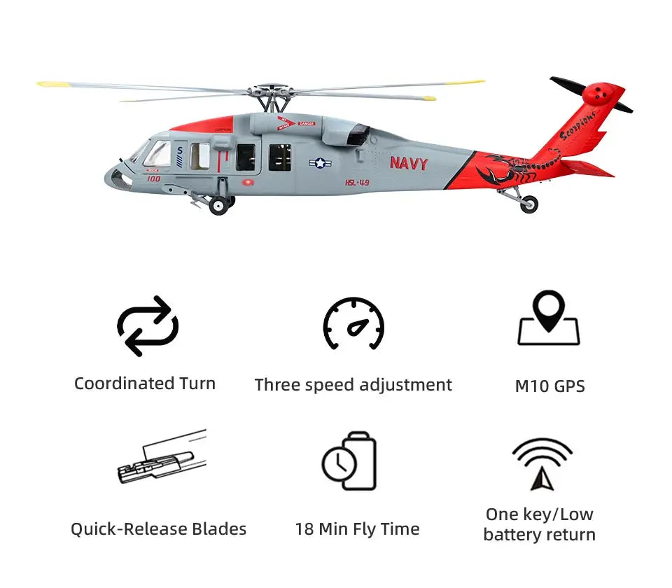 FLYWING MH-60 R Seahawk RC Helicopter LED light ACE ATT MH60R GPS helicopter MH60 rc helicopter 470 size MH60 Scale Helicopter