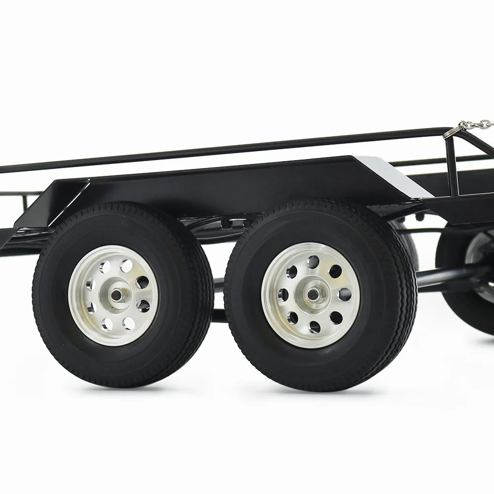 1/10 Dual Axle Metal Truck Trailer for RC Crawler SCX10 II III 90046 TRX4 TRX6 TF2 D90 CC01 RGT 86100 Redcat GEN8 YIKONG 4082