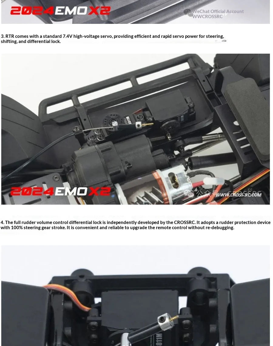 Cro 1/8 Rc Car Remote Control Electric Emo X2 Lion Differential Lock Dual Speed Door Bridge Climbing Off-Road Vehicle Model Gift