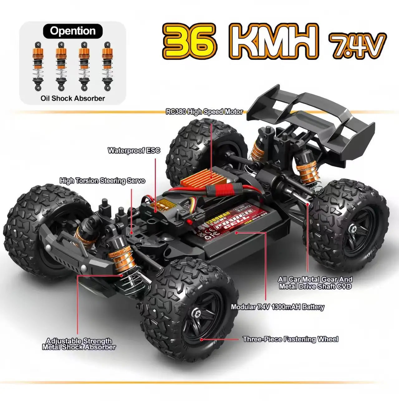 Cool Stuff Toy Car Funny Gift-1:18 High-speed 4WD Rc Truck,Remote Control Car,Climb Off-road Rc Cars,Monster Truck,Toys for Kids
