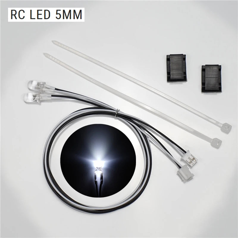 LED 3mm 5mm PH2.0 Plug Light Lamp Beads for 1/10 RC Crawler Car TRX4 Defender 1/14 Tamiya RC Truck SCANIA 770S VOLVO BENZ MAN