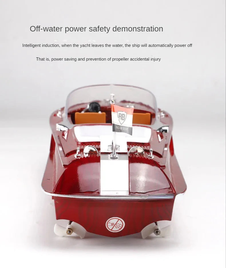Remote Control Boat Retro Speed Boat High Horsepower Electric Yacht Cruise Model Racing Boat Boy Water Classic Toy