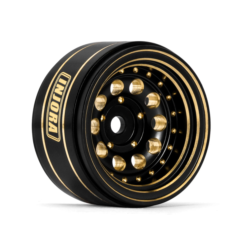 INJORA 39g Black Coating Brass 1.0" Beadlock Wheel Rims for 1/24 1/18 RC Crawler Car Axial SCX24 AX24 TRX4M FCX24 (W1008)