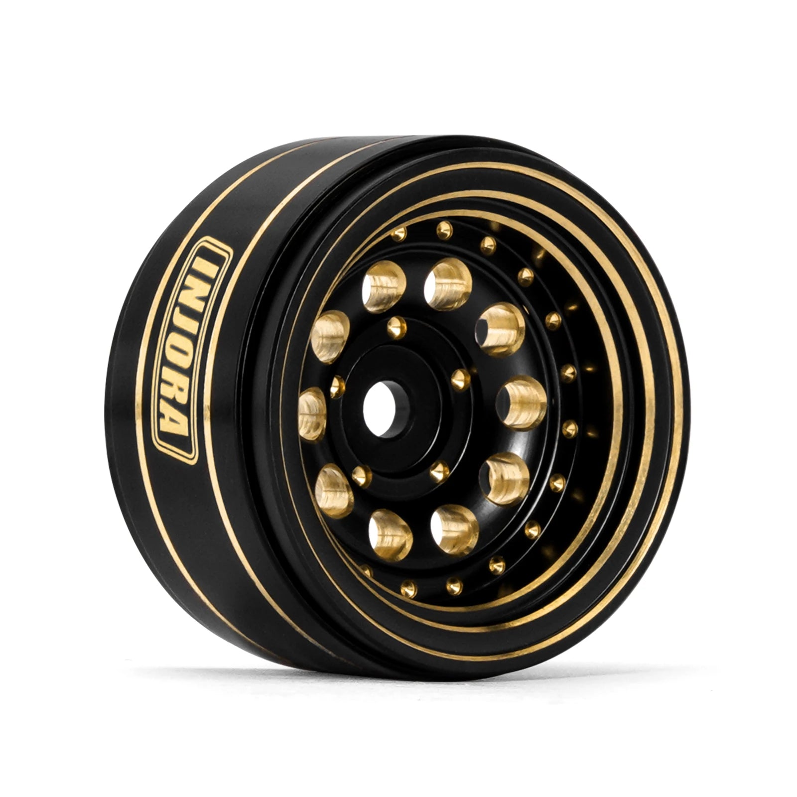 INJORA 39g Black Coating Brass 1.0" Beadlock Wheel Rims for 1/24 1/18 RC Crawler Car Axial SCX24 AX24 TRX4M FCX24 (W1008)