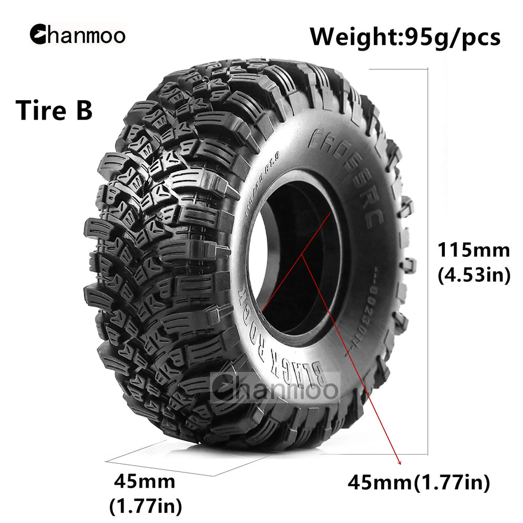 1.9in Crawler Tires Rock Wheels Mud Tyre for 1/10 Scale RC Car Axial Traxxas SCX10 II III TRX4 RC4WD D90 YK4102 Gen8 Redcat