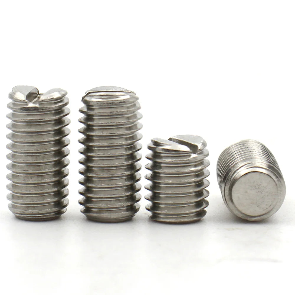 10pcs M1.6 M2 M2.5 M3 M4 M5 M6 M8 304 Stainless Steel Slotted Flat End Set Screw Headless Machine Thread Grub Screws DIN551