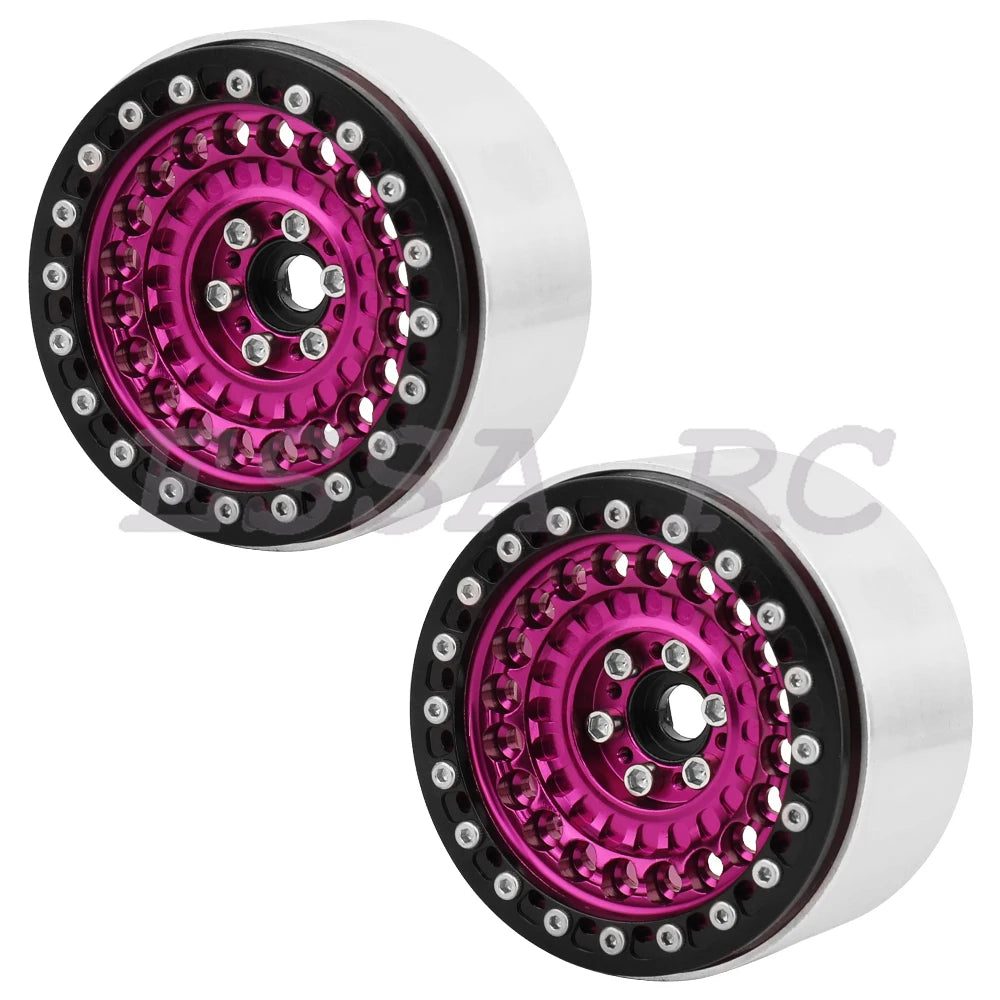 2/4Pcs 2.2 Inch Metal Alloy Beadlock Wheel Hub Rim Rims Aluminum Alloy for TRX4 TRX6 Axial SCX10 III  1/10 RC Crawler