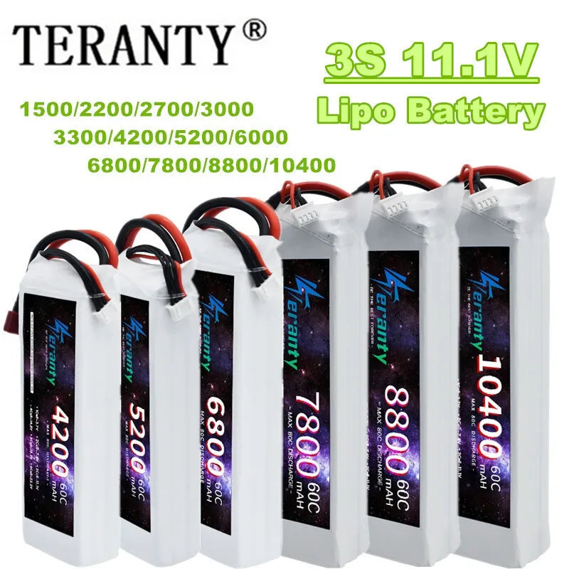 TERANTY 3S Lipo Battery 11.1V 1500/2200/2700/3000/3300/4200/5200/6000/6800/7800/8800/10400mAh For RC Car Airplane Boat