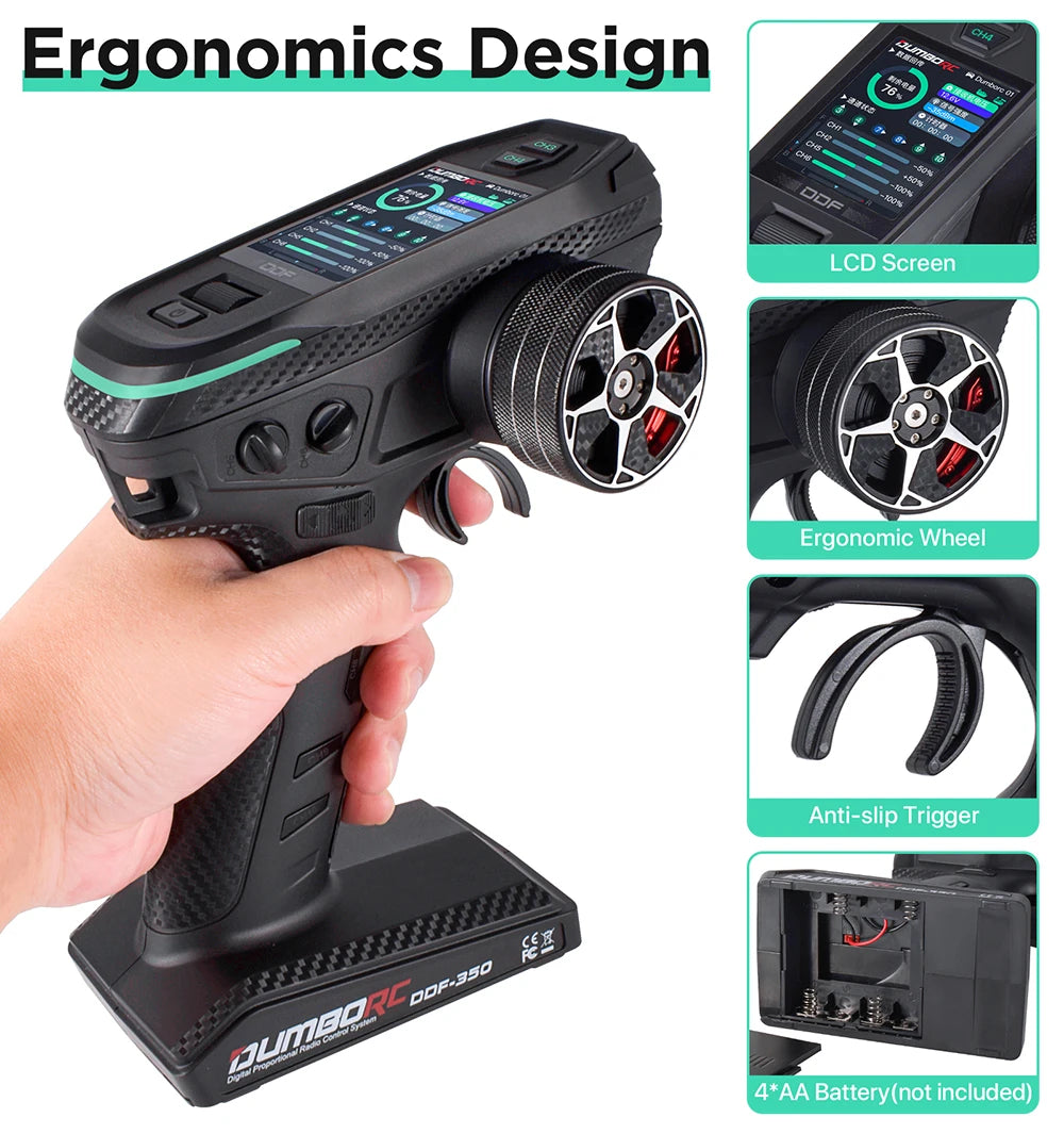 DUMBORC DDF-350 Transmitter with Receiver 2.4G 10CH Digital Radio Remote Controller for RC Car Boat Tank LCD FHSS System